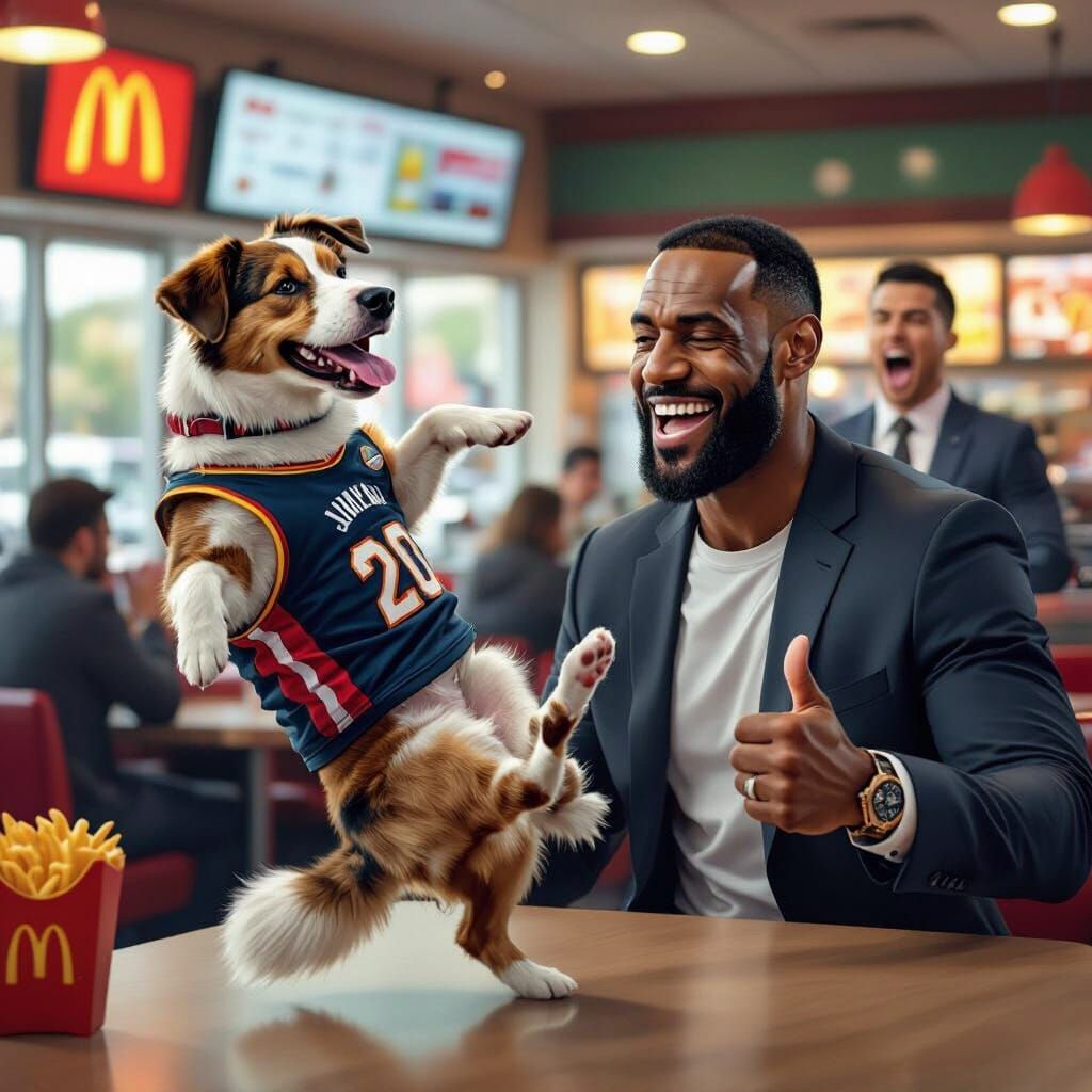 Dog Backflips with Lebron and Ronaldo at McDonald's