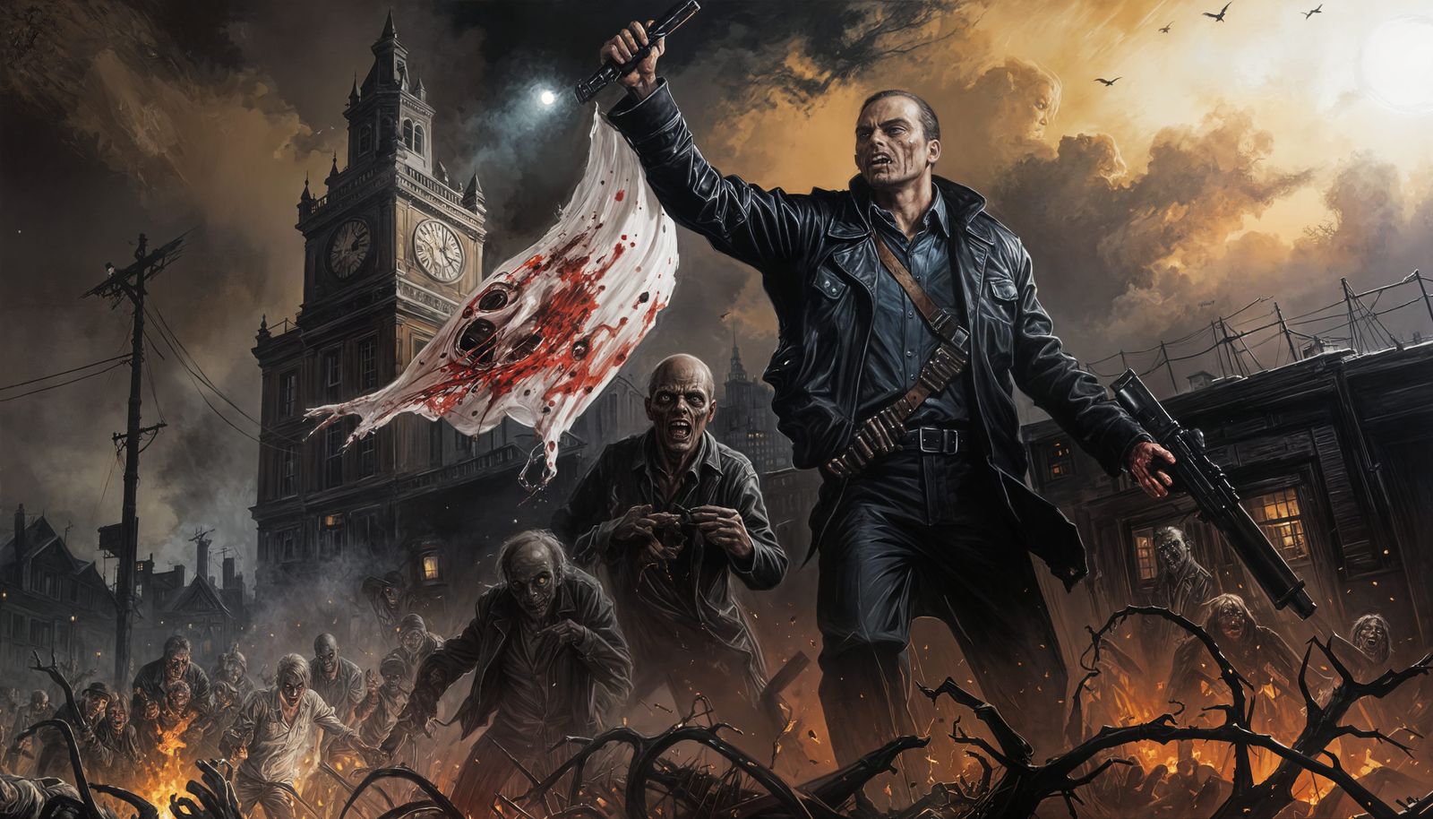 Noir Night of Zombies in Acrylic Art