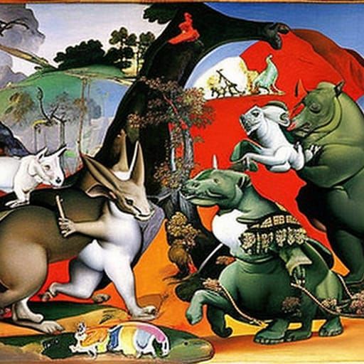 Mouse Scares Dinosaurs in Magical Forest