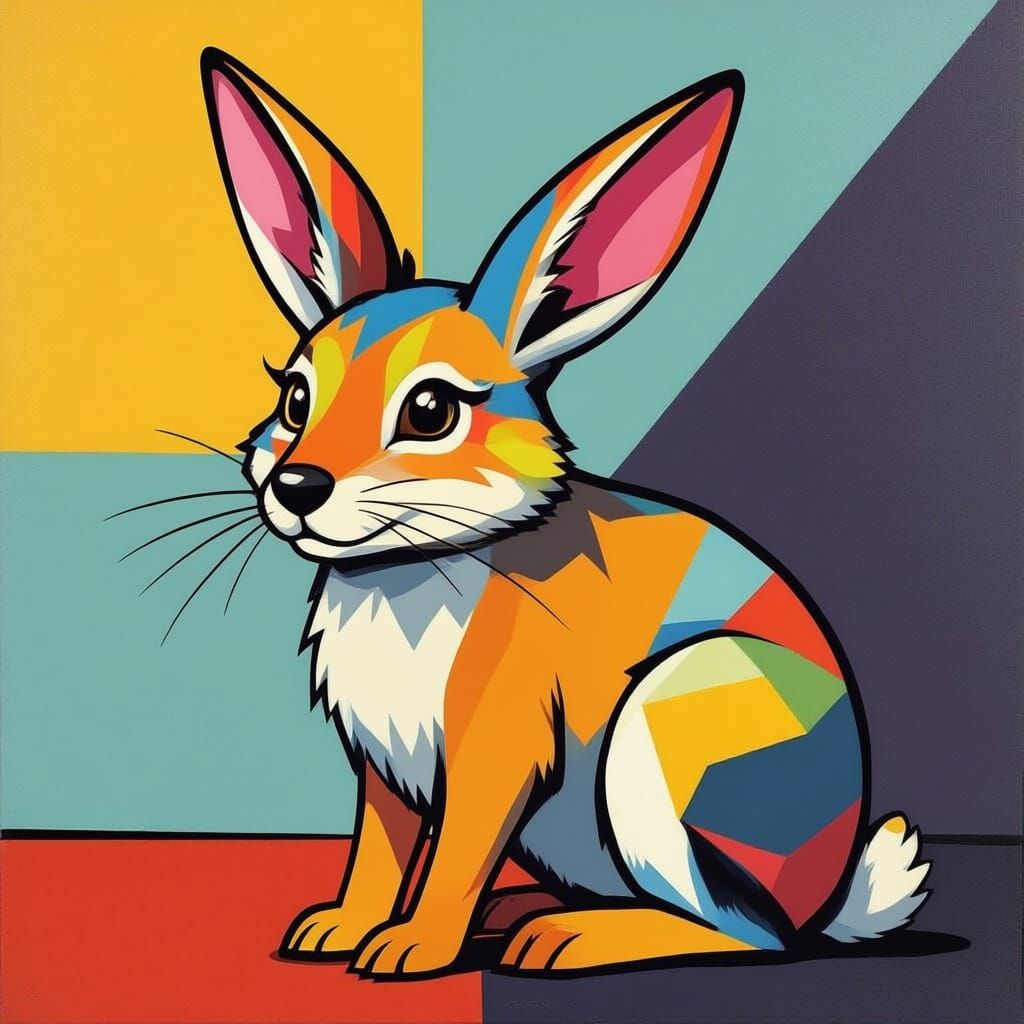 Geometric Rabbit Portrait in Avant-Garde Style