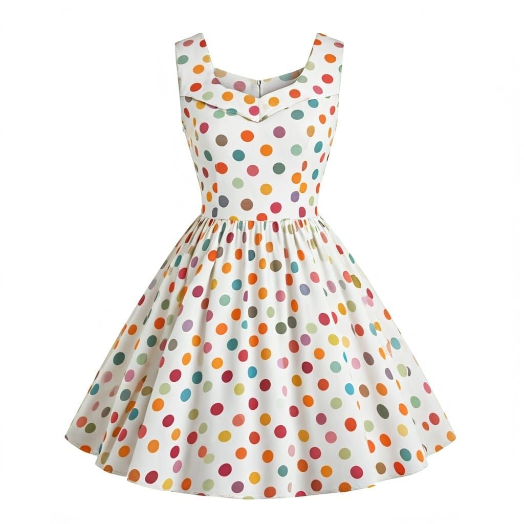 Retro Dress with Vibrant Polka Dot Pattern