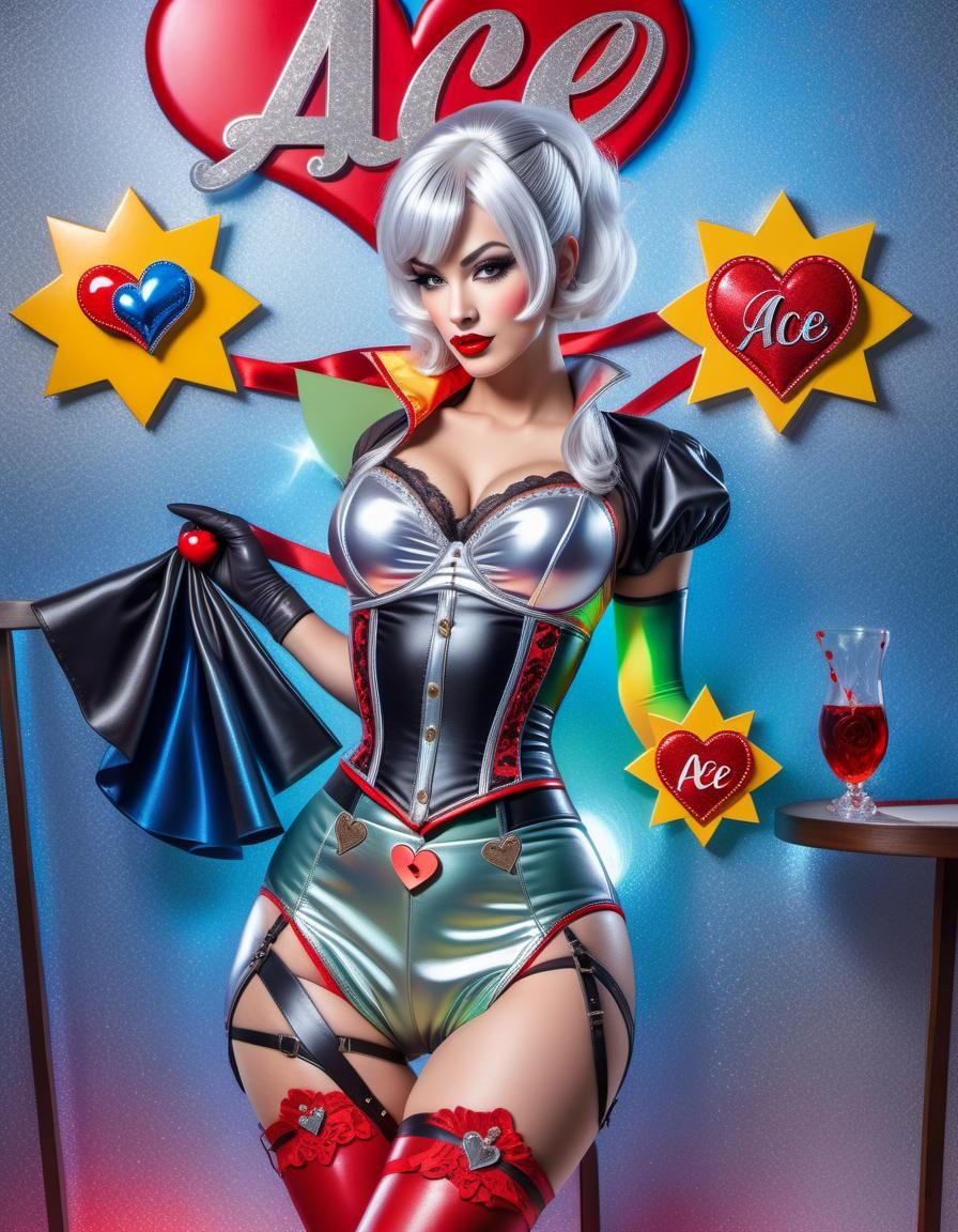 Pinup Girl on Ace Card in Hyperrealistic Style