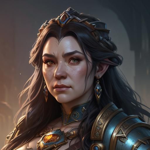 Detailed Portrait of a Dwarven Princess in Art Nouveau Style