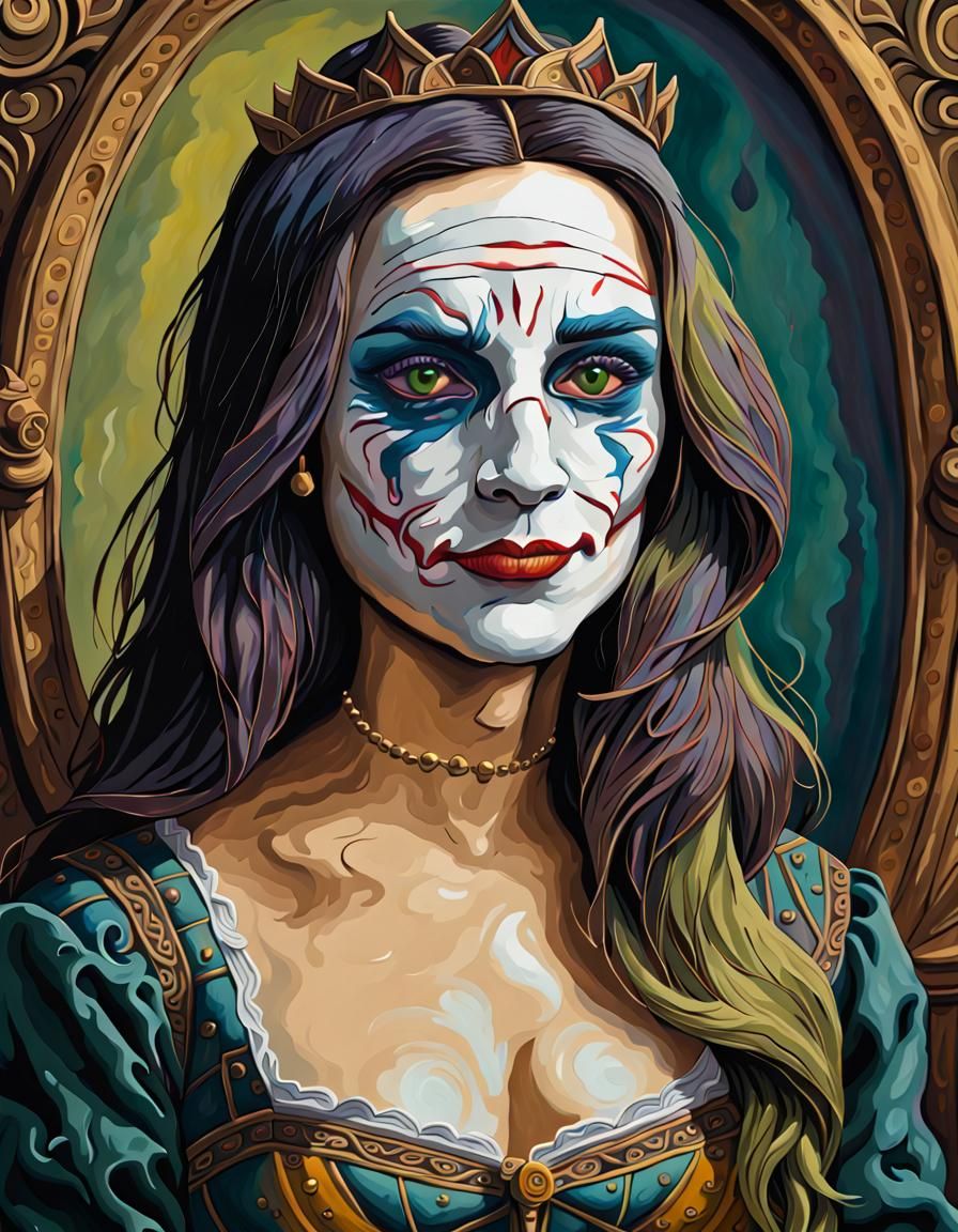 Mona Lisa Joker Portrait in Gouache Painting Style