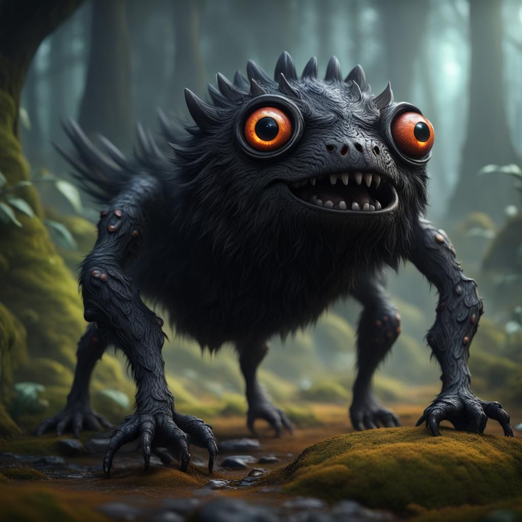 Fantasy Critter with Googly Eyes, Detailed Matte Painting