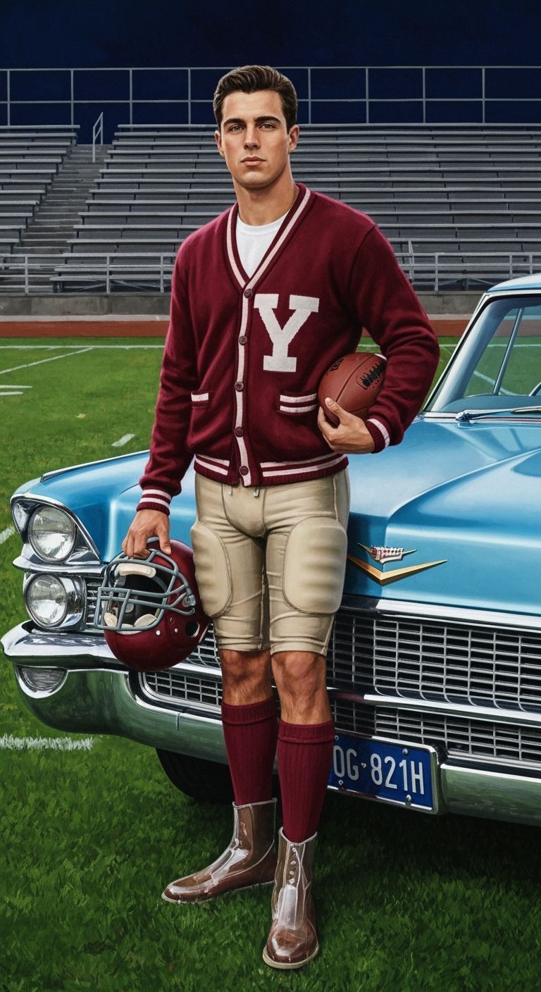 1950s Football Player in Graffiti Art Style