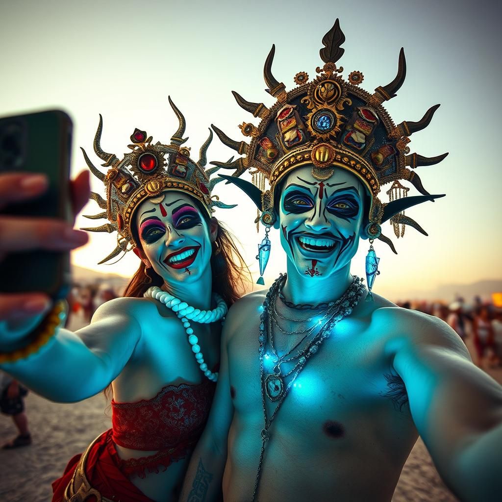 Burning Man Selfie: Divine and Demonic Digital Art
