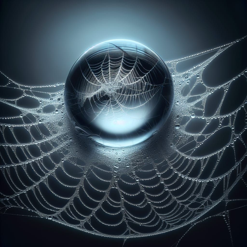 Dewdrop on Spiderweb: Macro Photography Close-Up