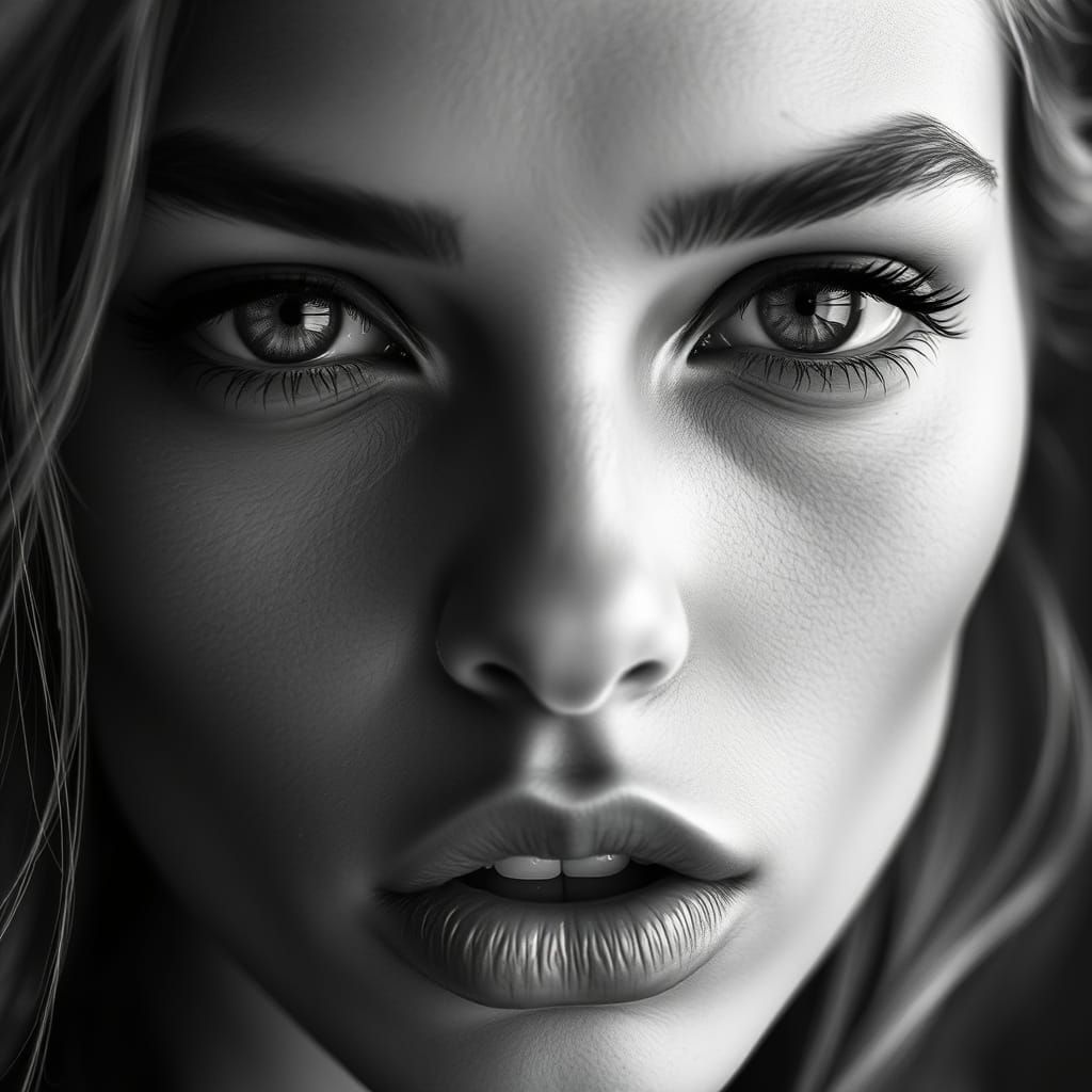 Timeless Supermodel Portrait in High-Contrast Black and Whit...