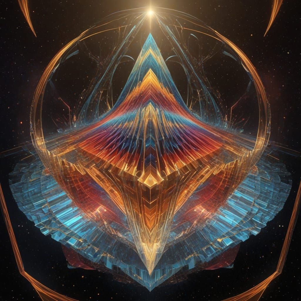 Surreal Cosmic Landscape in Geometric Cubist Style