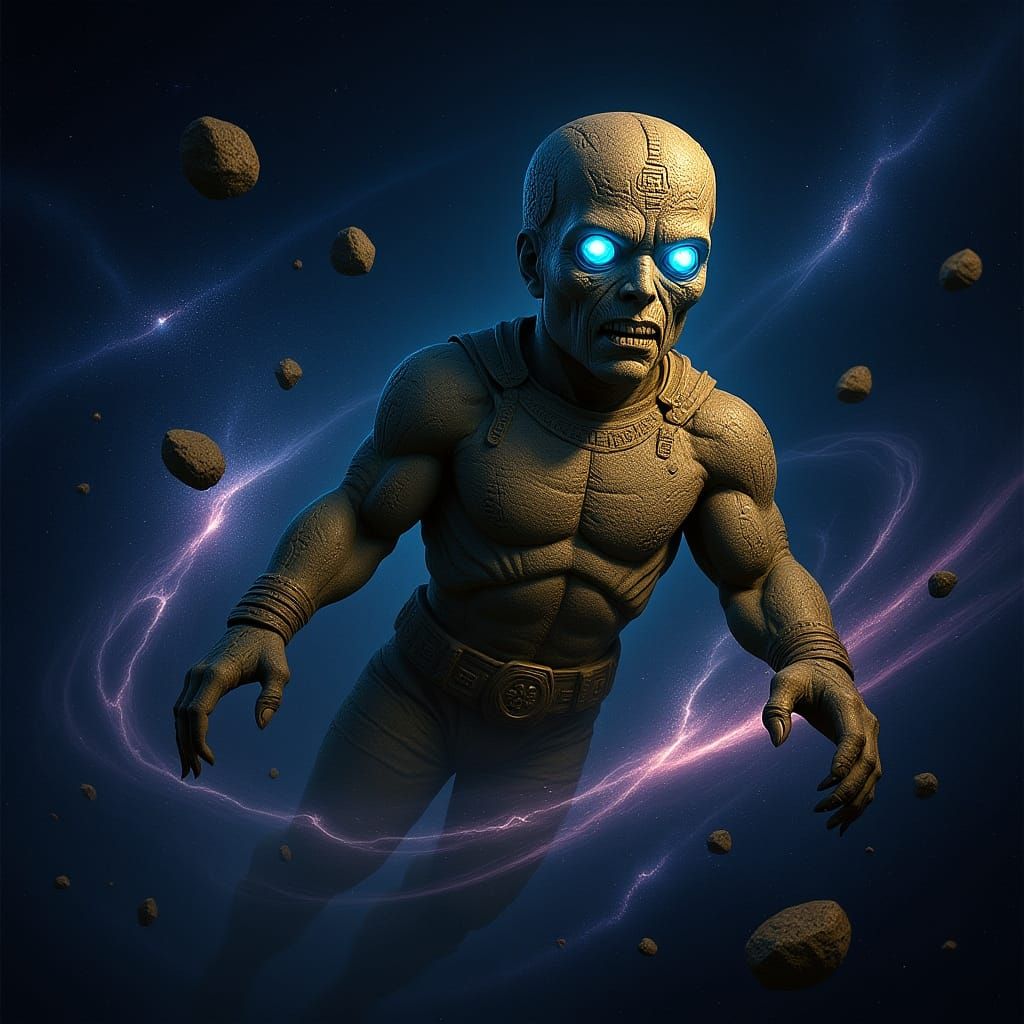 Colossal Stone Golem in Cosmic Vortex