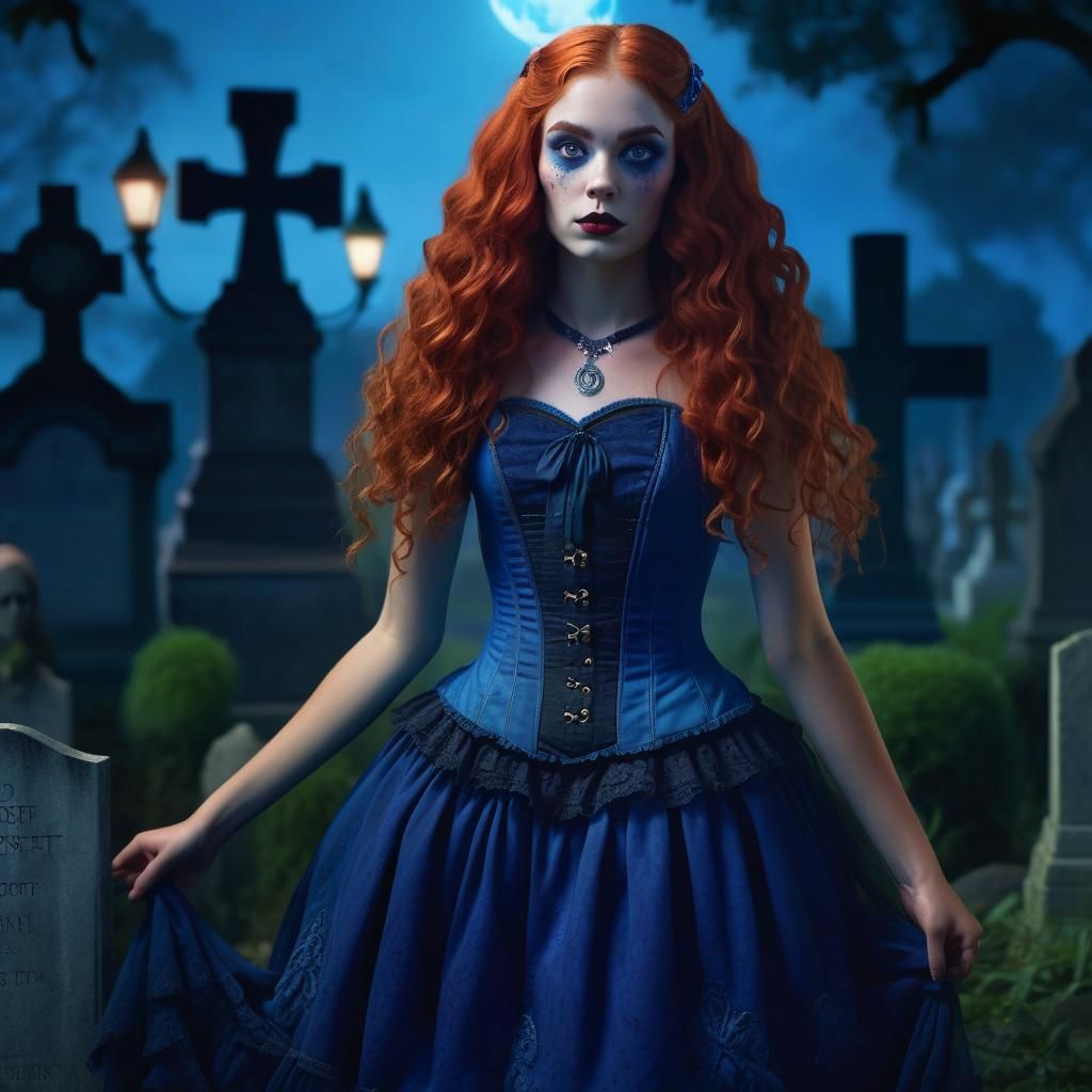 Swamp Witch in Cemetery: Detailed Matte Painting