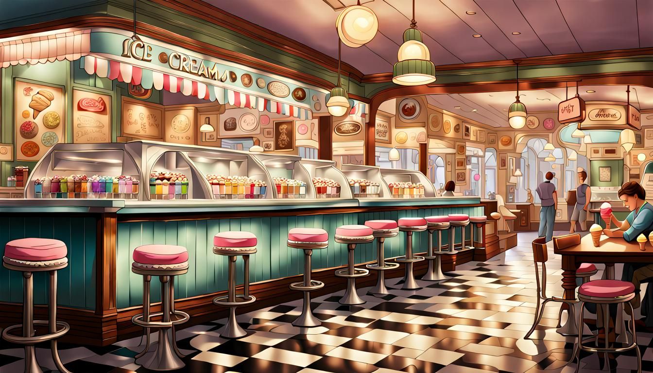 Detailed Ice Cream Parlor with High Resolution Lighting