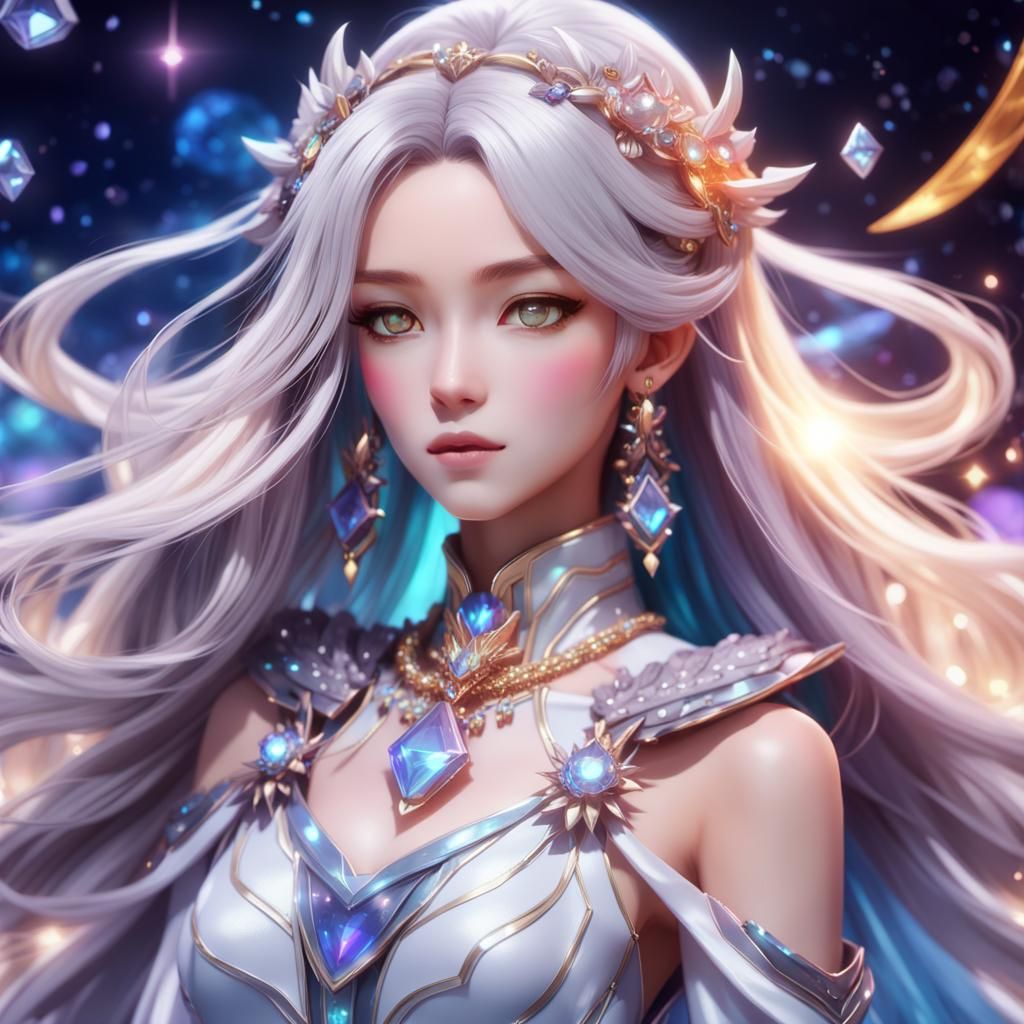 Anime Woman in Futuristic Dress, 3D Art