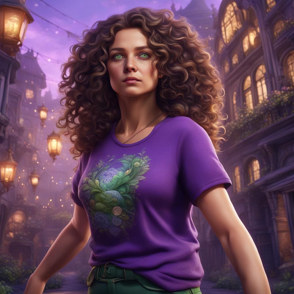 Woman with Green Eyes in Detailed Matte Painting