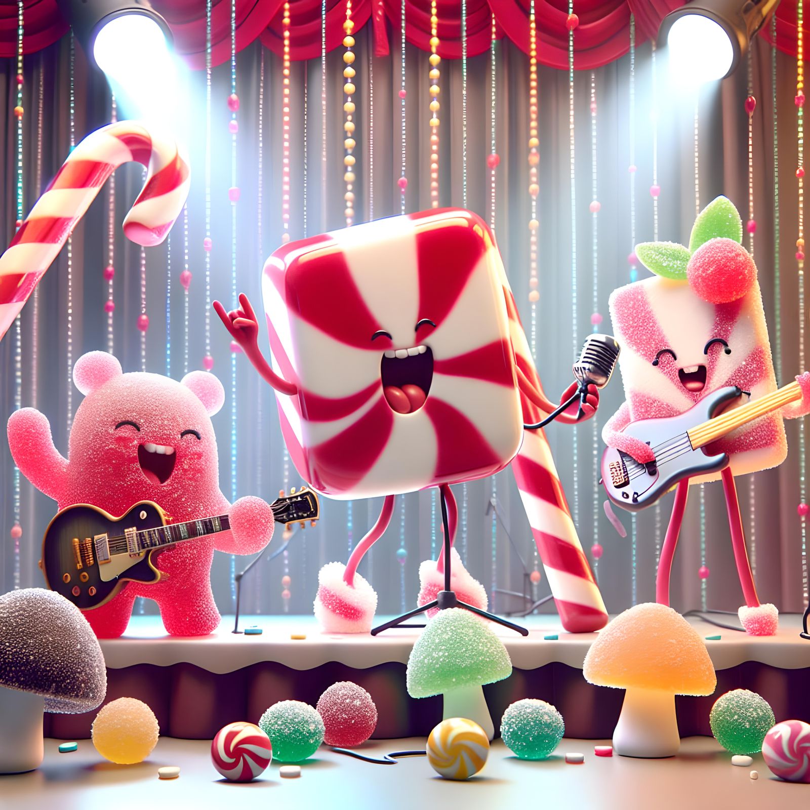 Candy Creature Rock Band on Lollipop Stage