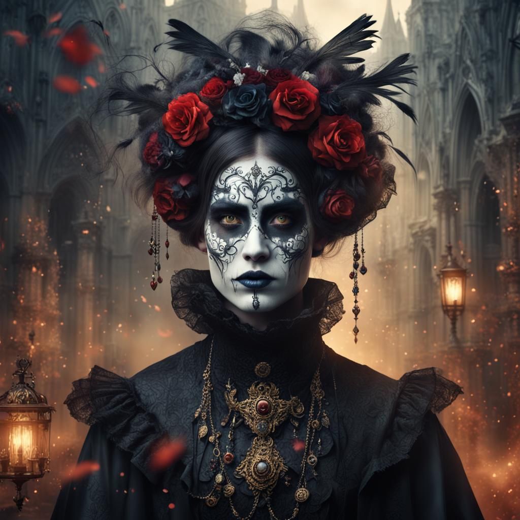 Gothic Woman Portrait with Painted Face