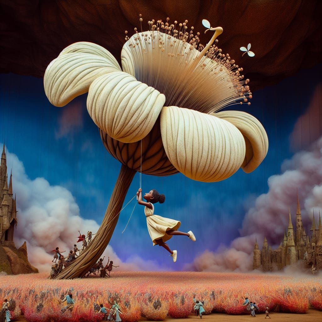 Girl and Giant Wishing Flower Ascend