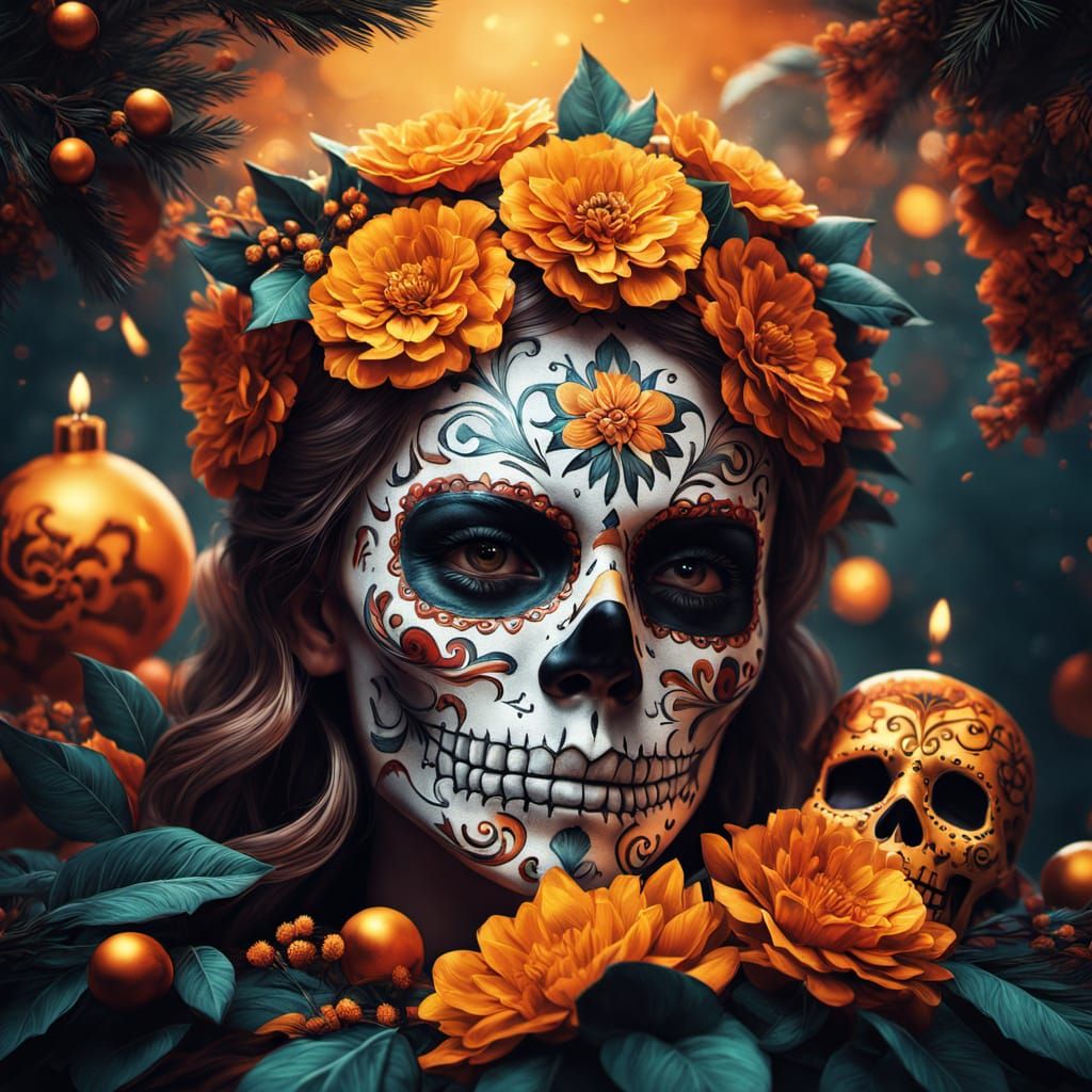 Day of the Dead Christmas Tree with Sugar Skulls