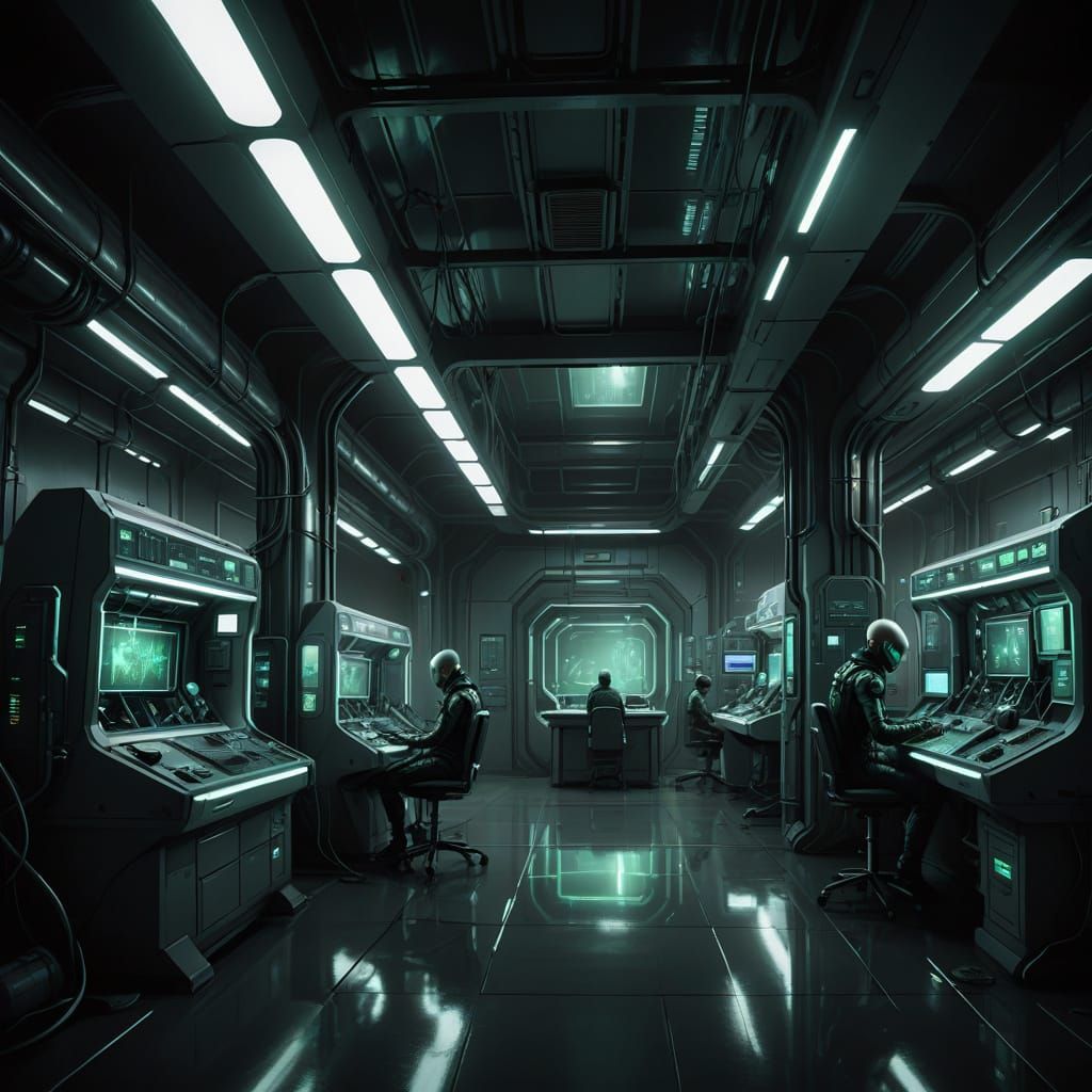 Grey Aliens in Futuristic Lab: Digital Concept Art