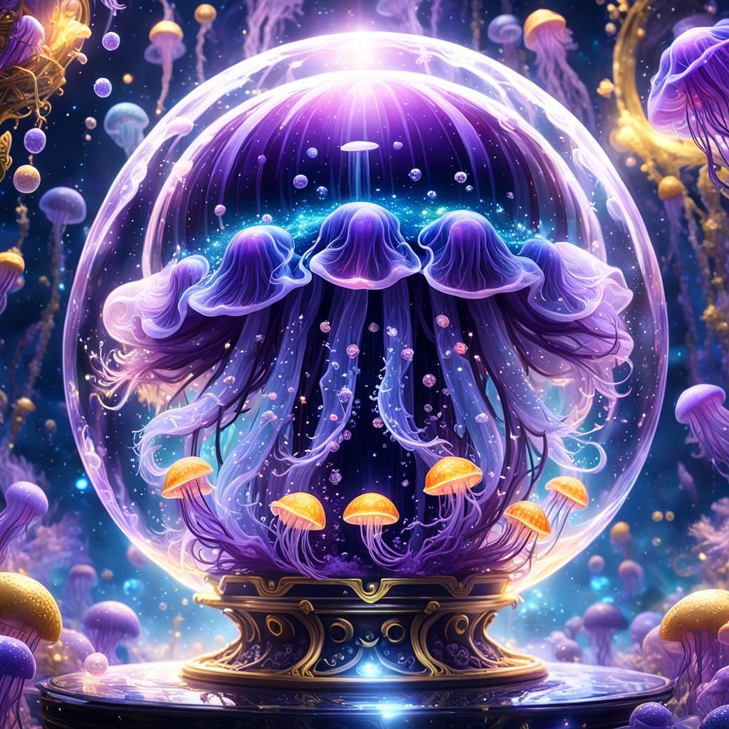 Galactic Jellyfish Portrait in Fantasy Art Style