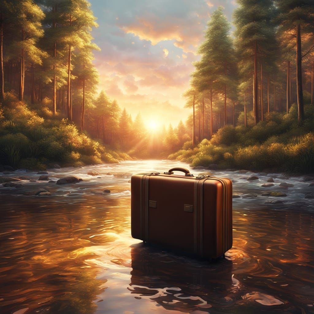 Hyperrealistic Forest Landscape Inside a Suitcase
