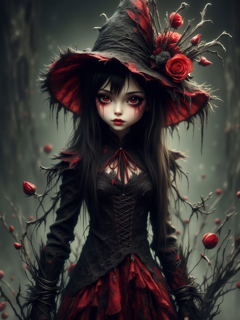 Petite Girl in Dark Fantasy Anime Style