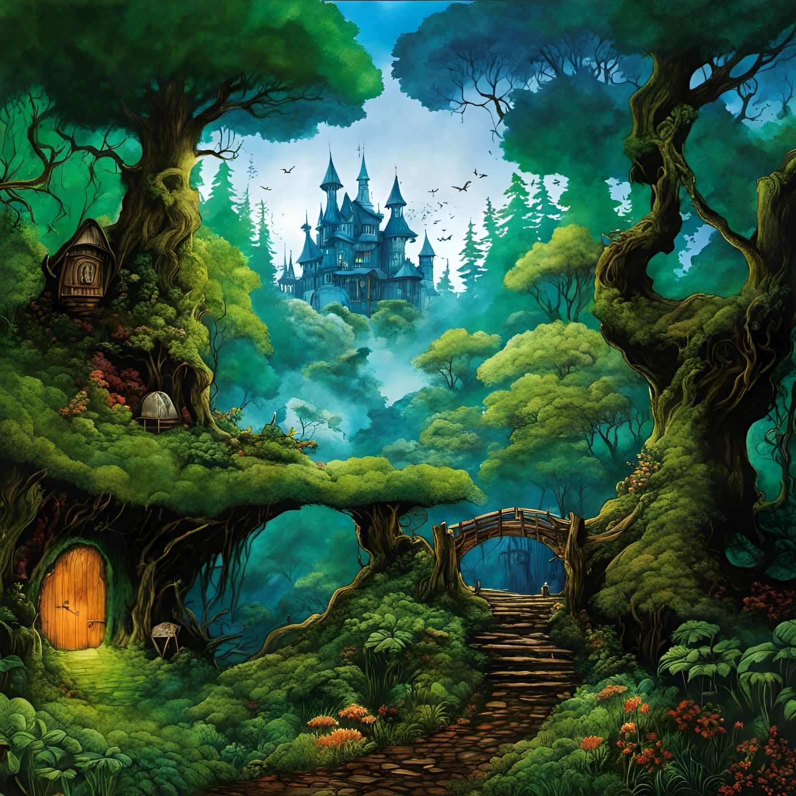 Faerie house in a fantasy forest