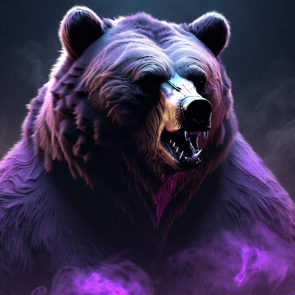Surreal Grizzly Bear Portrait with Undead Aura