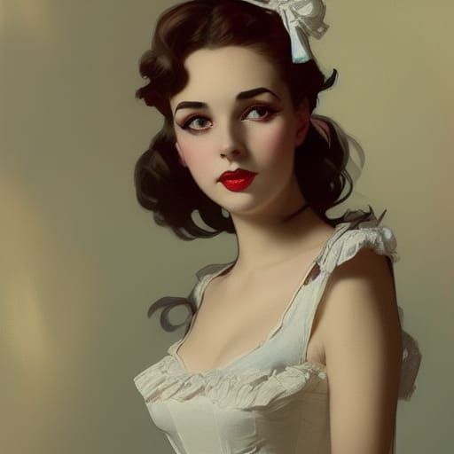 Victorian Maid Portrait in Art Nouveau Style