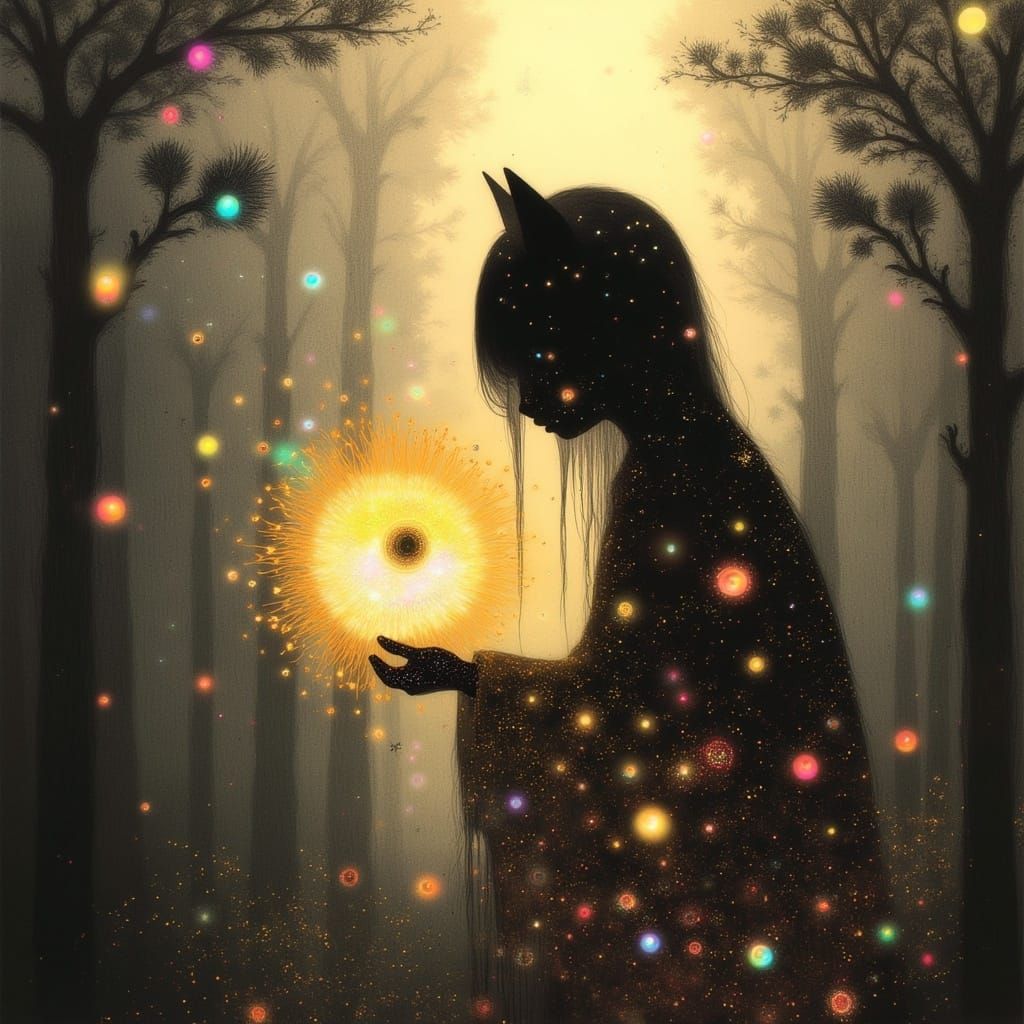 Ethereal Feline Silhouette in Golden Hues