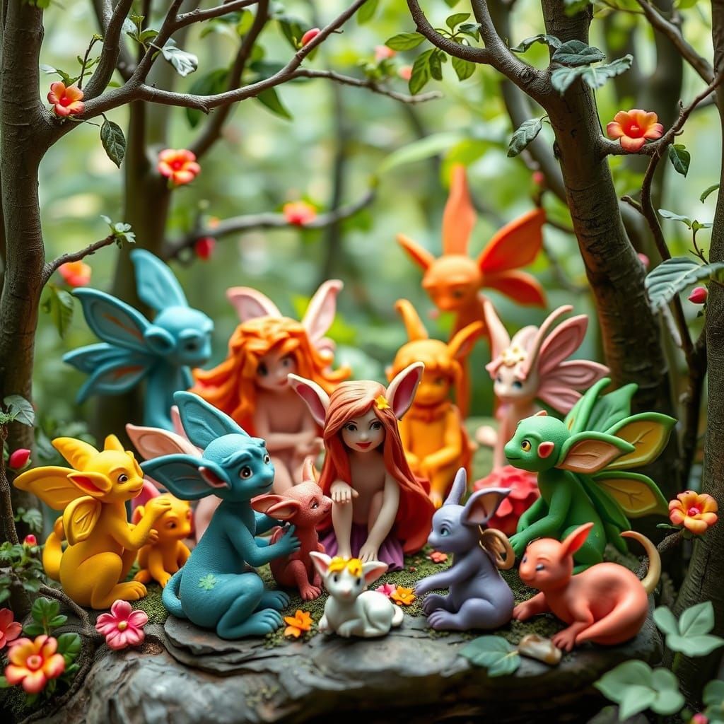 Play-Doh Fairies in Enchanted Forest Sculpture