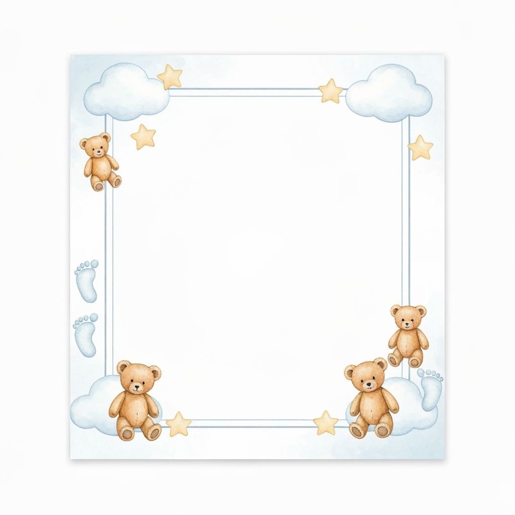 Pastel Baby Boy Congratulatory Letter with Watercolor Art