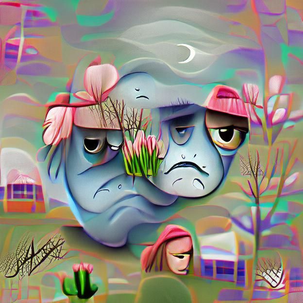 Digital Illustration of Springtime Sadness