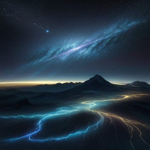 Celestial Meteor Shower Unfolds in Cosmic Vortex