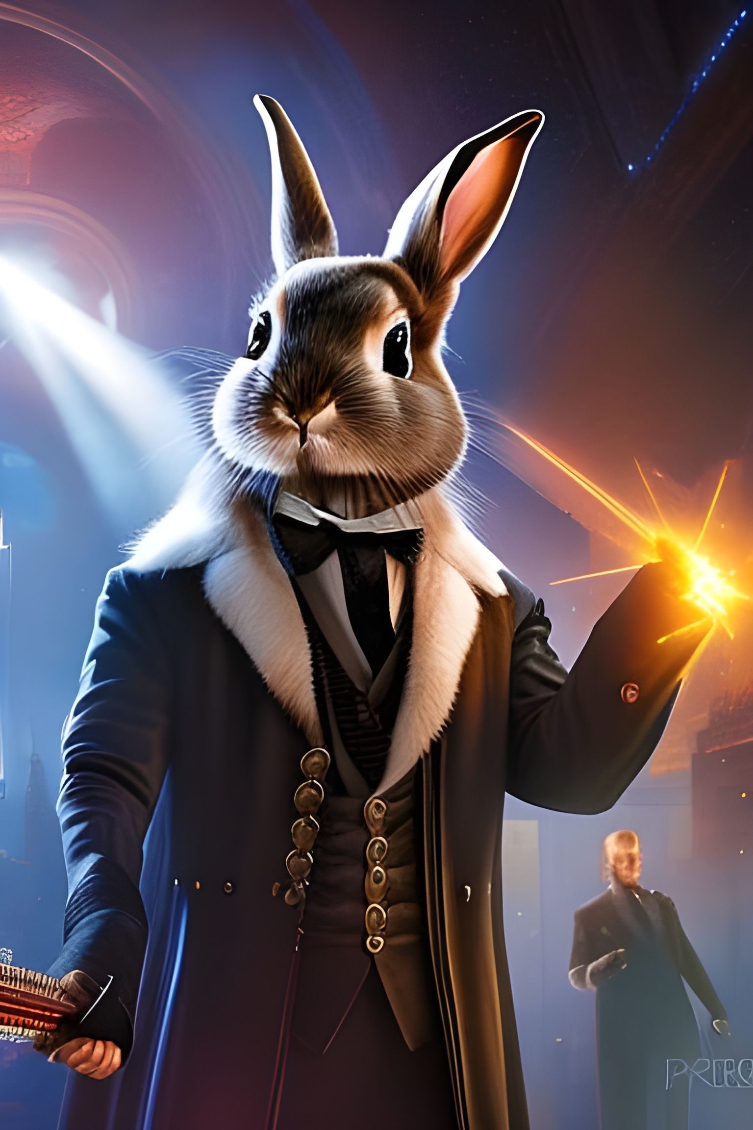 Hyper-Realistic Rabbit Magician Hybrid in Digital Illustrati...
