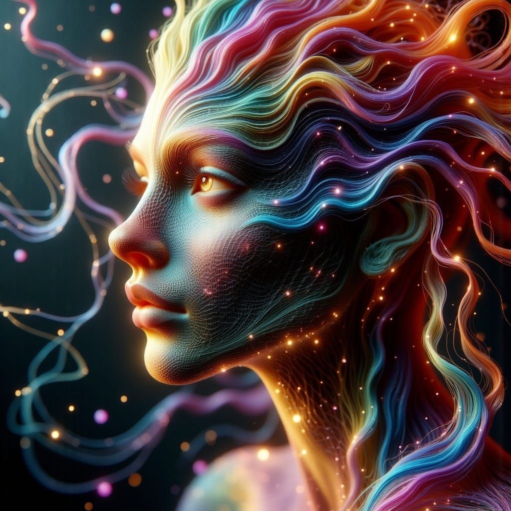 <lora:-Spectral Echo-:1.0> The Ethereal Rainbow Threads Of F...