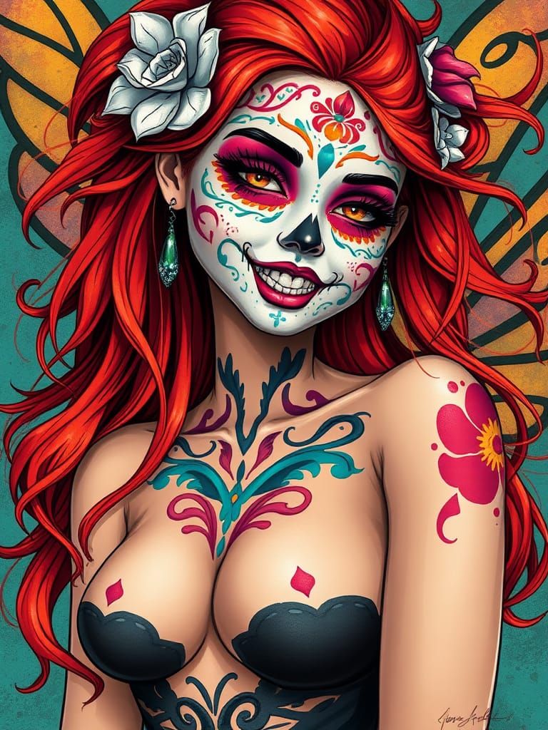 Punk Fairy with Día de los Muertos Face Paint