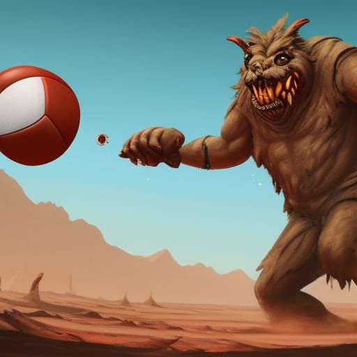 Bugbear Volleyball on Mars: Detailed Matte Painting