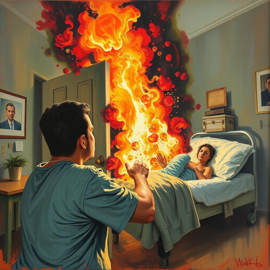 Florida Man Delivery Room Fight, Oil Painting