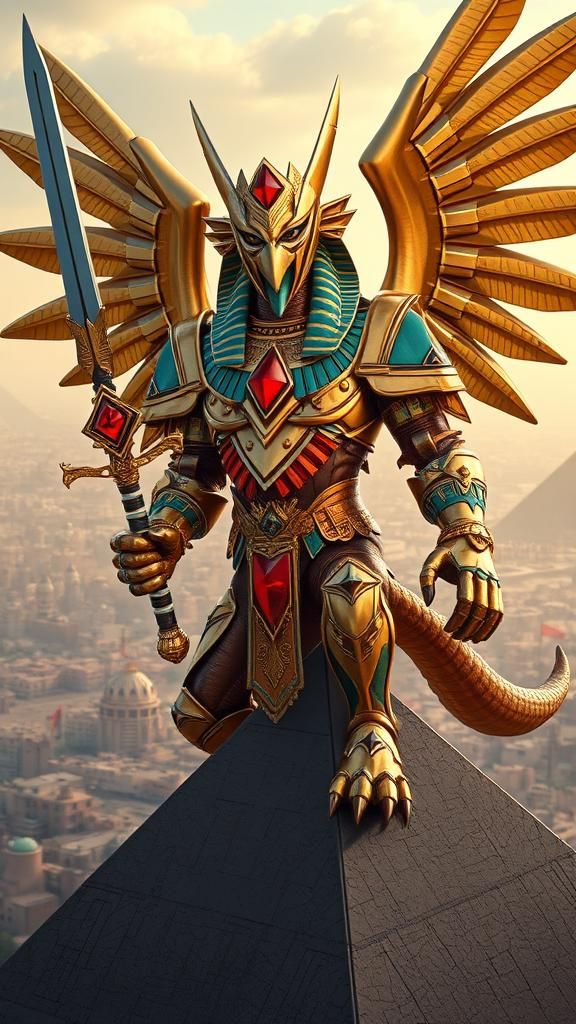 Jeweled Gargoyle Knight Warrior in Art Deco Style