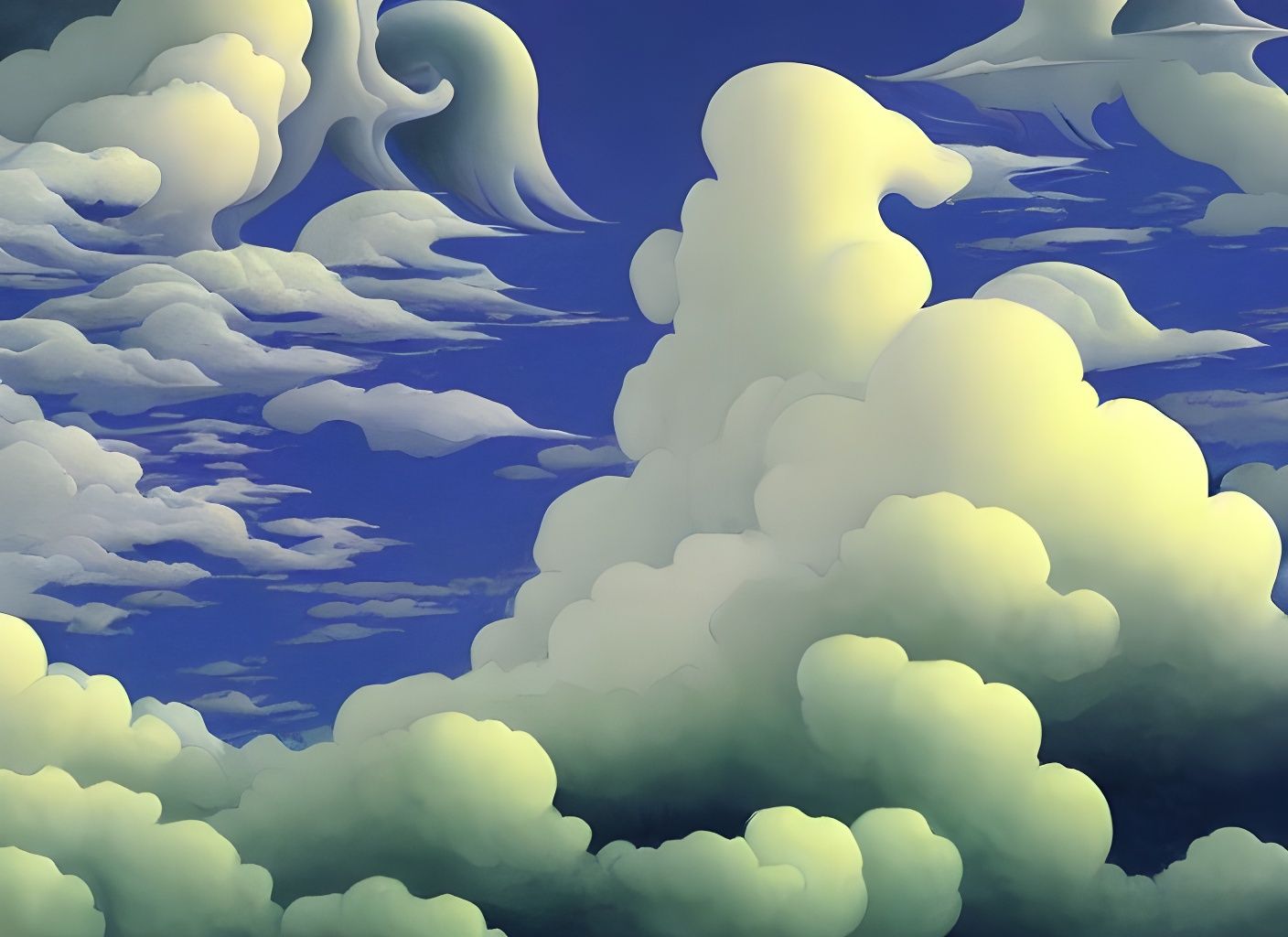 Billowing Cloudscape Inspired by Classic Illustrators