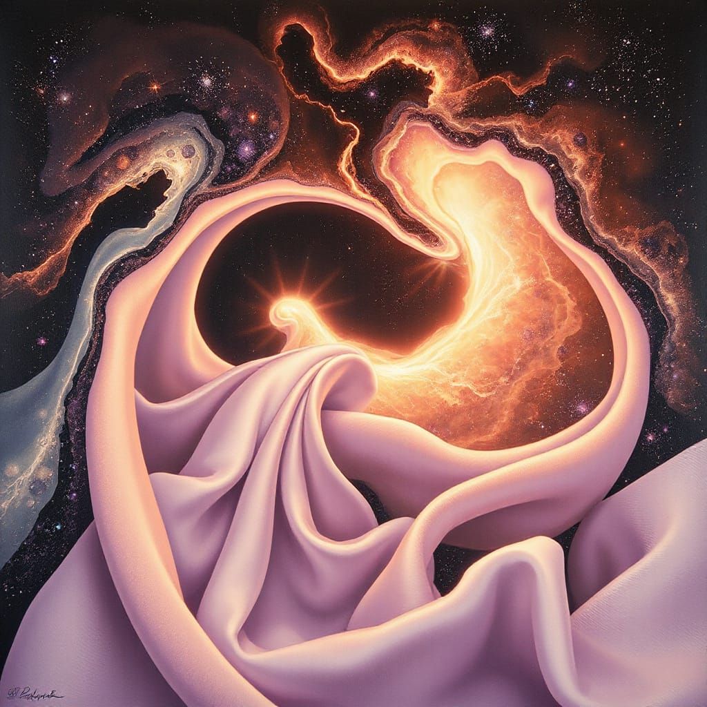 Cosmic Womb: Nebulae in Abstract Expressionism Style