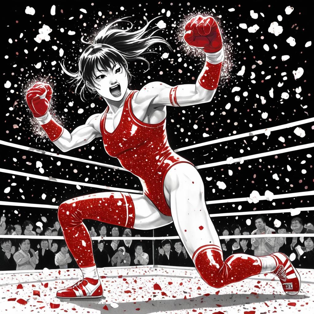Anime Wrestler in Red Ring Gear