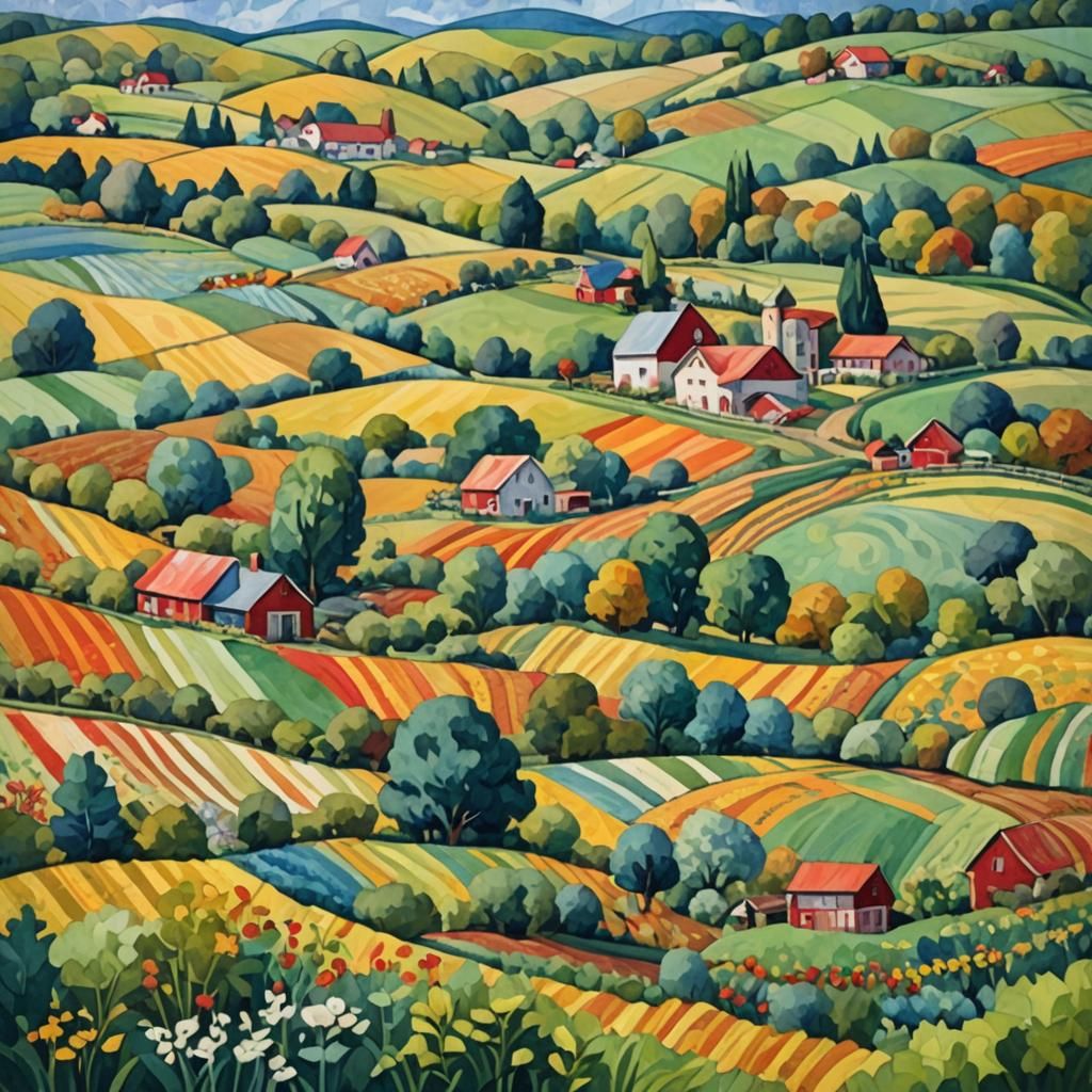 Gouache Farm: Impressionist Watercolor Masterpiece