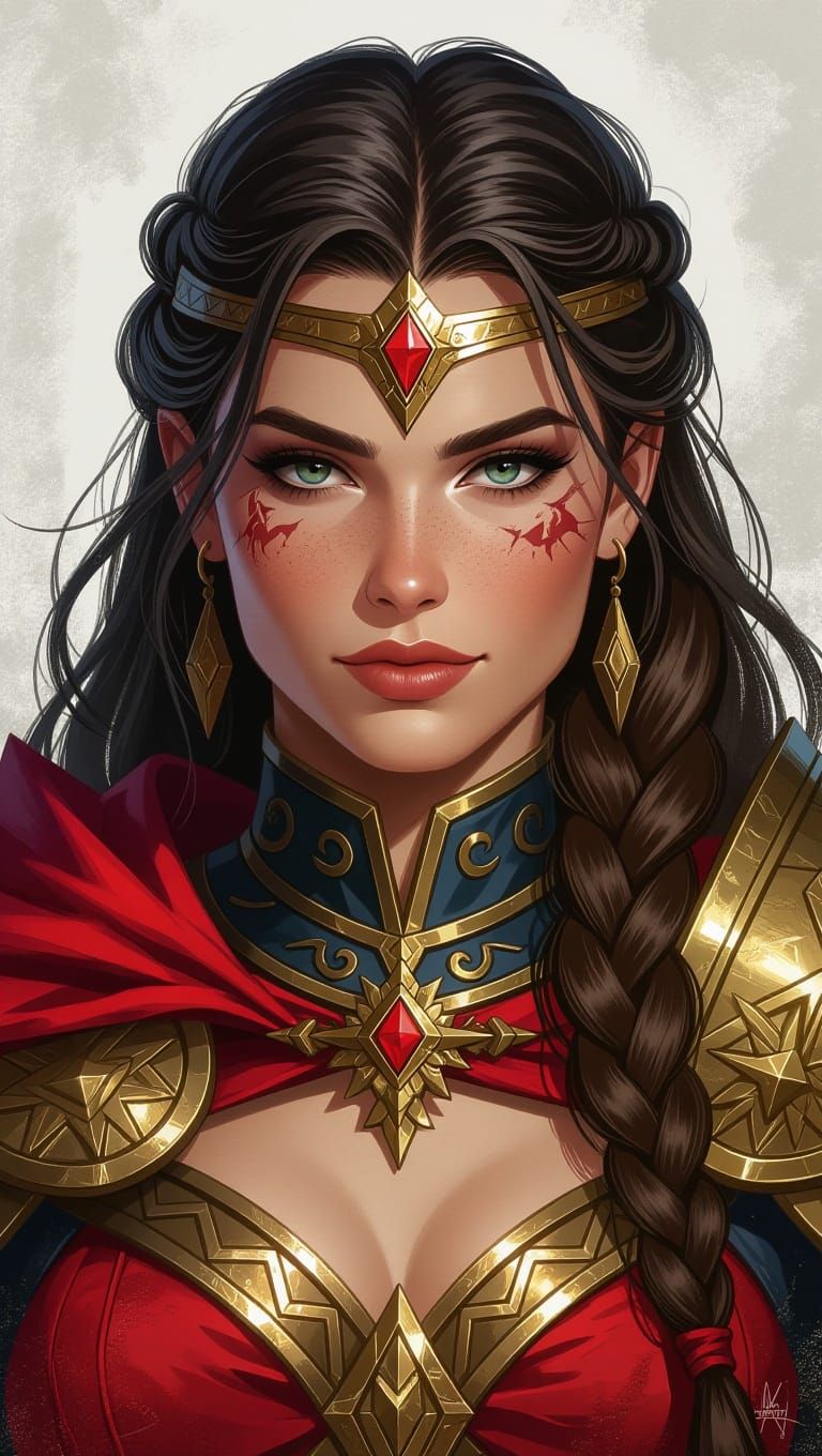 Ethereal Amazon Valkyrie Athena in Digital Painting