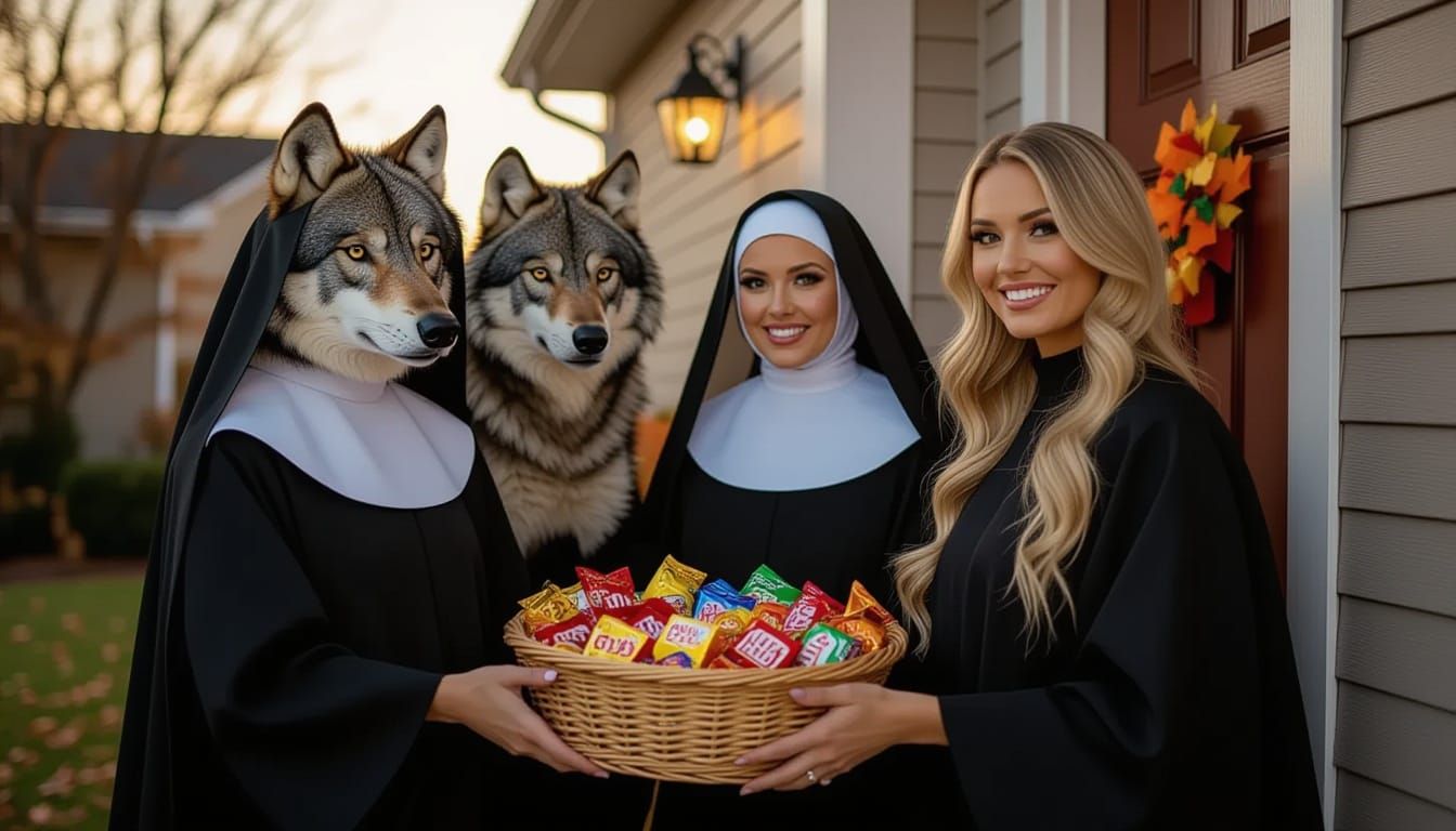 Halloween Animals Trick-or-Treating at Spooky House