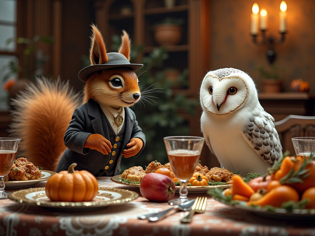 Victorian Thanksgiving Feast with Animals, Dutch Masters Sty...