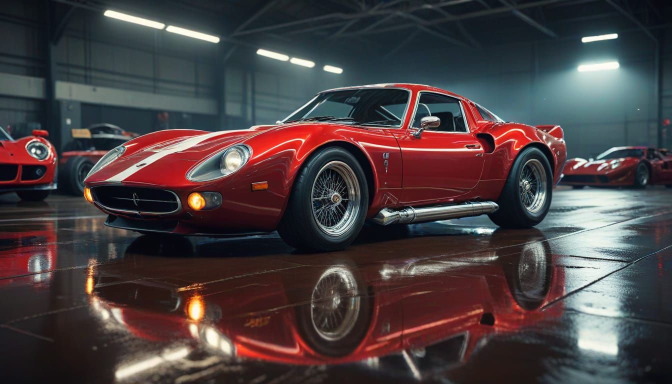 Retro-Modern Sports Car in Cinematic Digital Painting Style