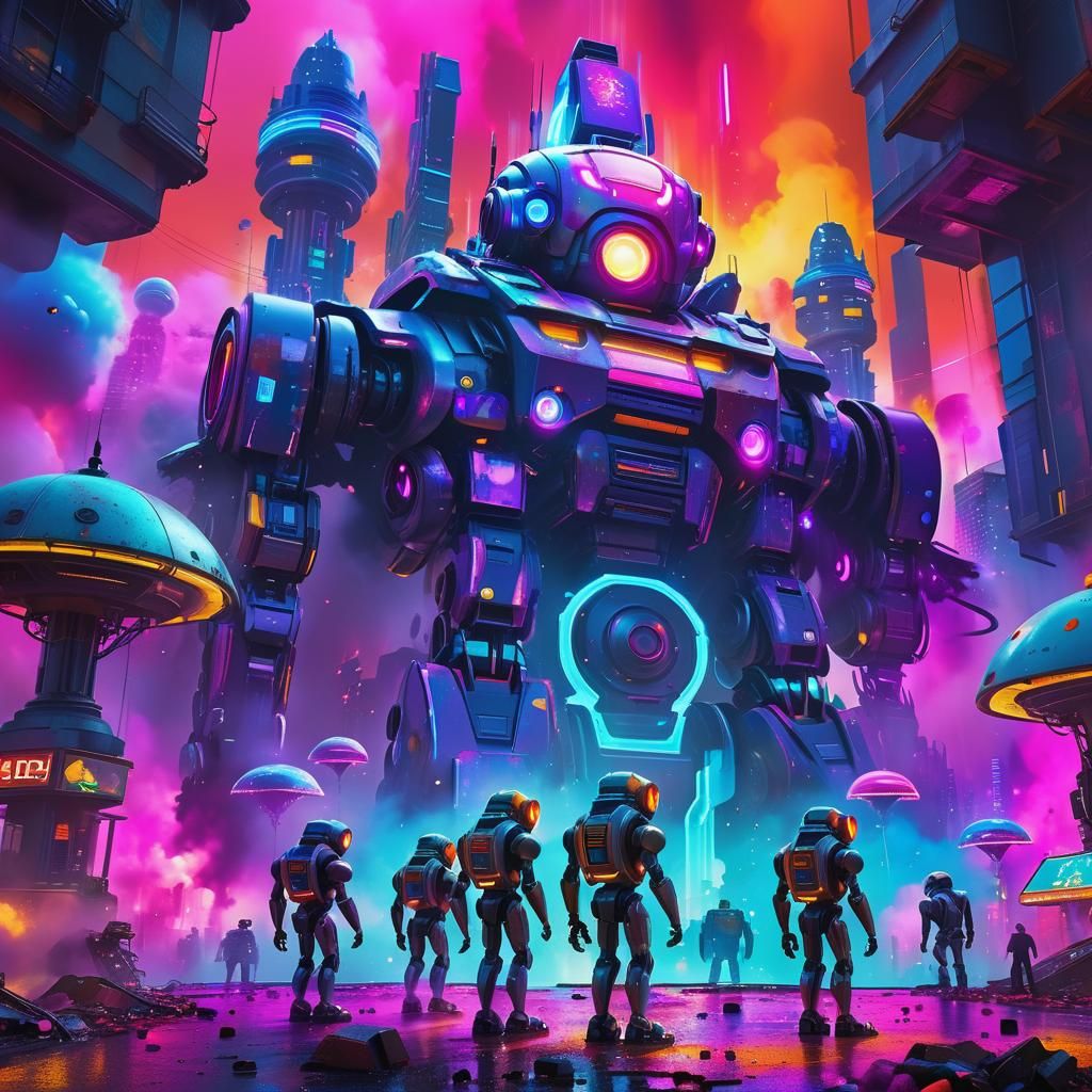 Futuristic Robot in Metropolis: Pixar Style 3D Art